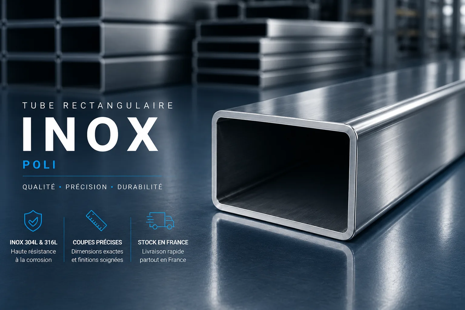 Tube rectangulaire Inox 304L brossé