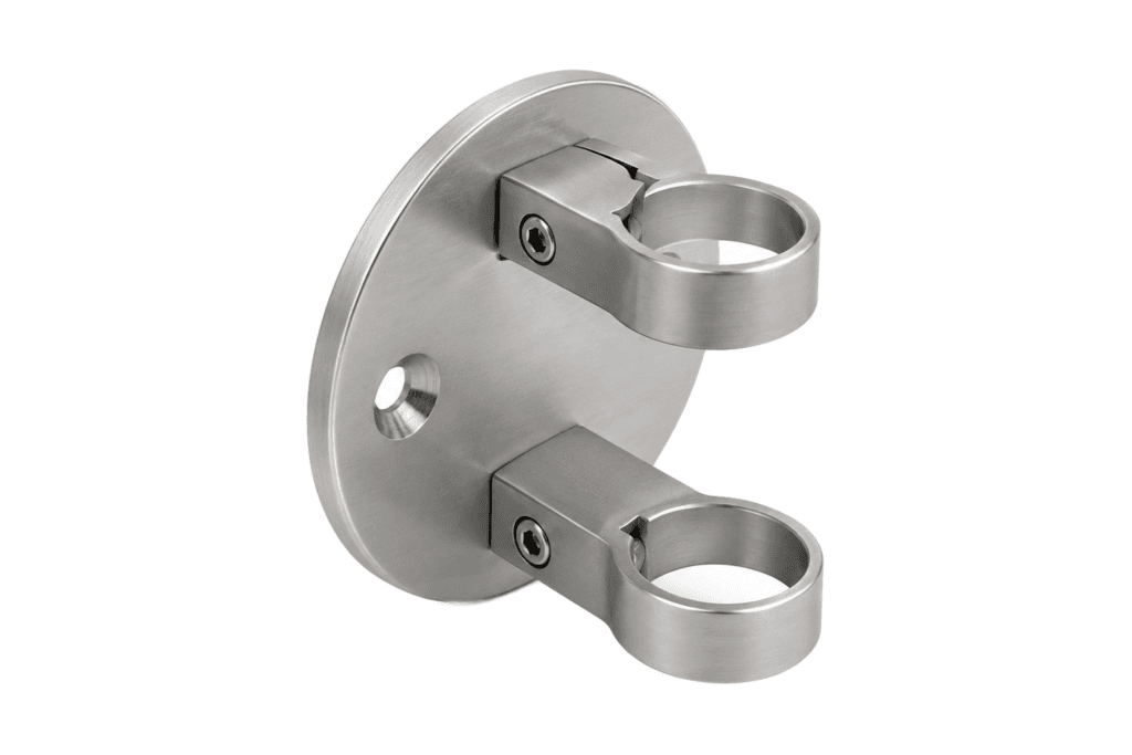 Platine anglaise ∅120 mm — Tube ∅42,4 mm — Inox 304 brossé