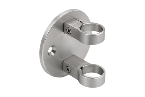 Platine anglaise ∅120 mm — Tube ∅42,4 mm — Inox 304 brossé