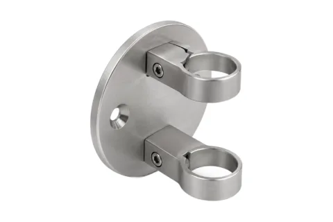 Platine anglaise ∅120 mm — Tube ∅42,4 mm — Inox 304 brossé