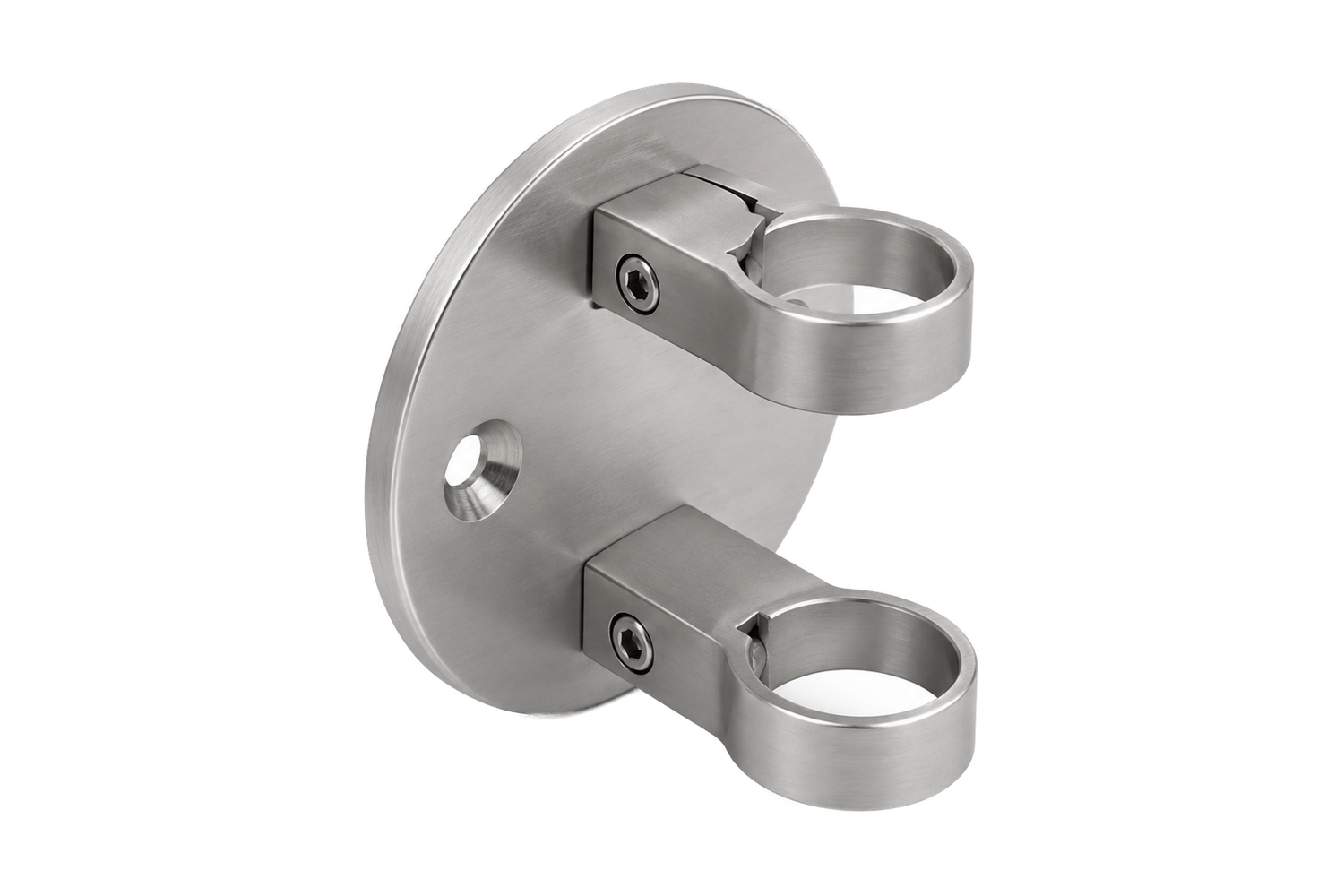 Platine anglaise ∅120 mm — Tube ∅42,4 mm — Inox 304 brossé