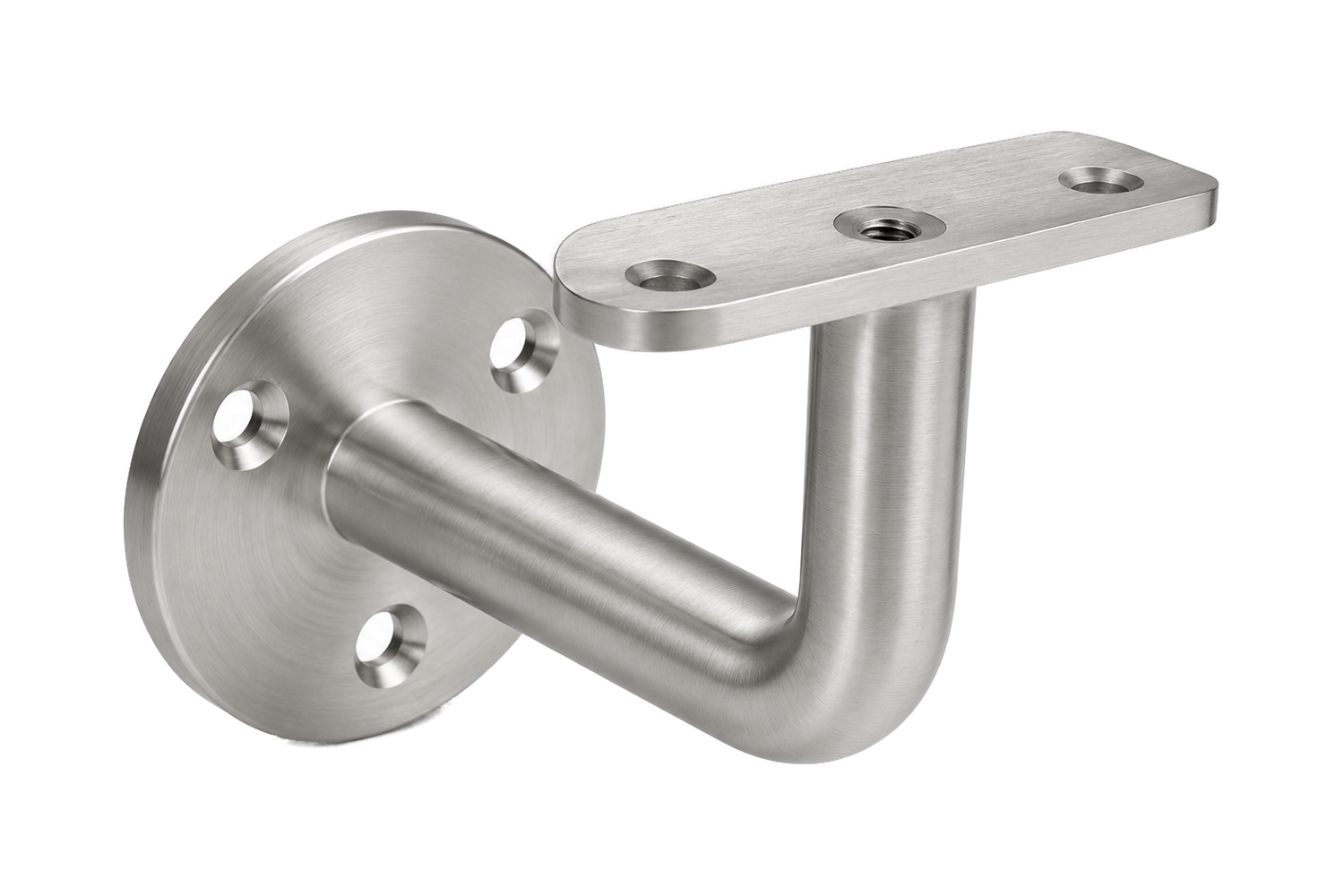 Support main courante mural 3 trous — Tube ∅42,4 mm — Inox 304 brossé