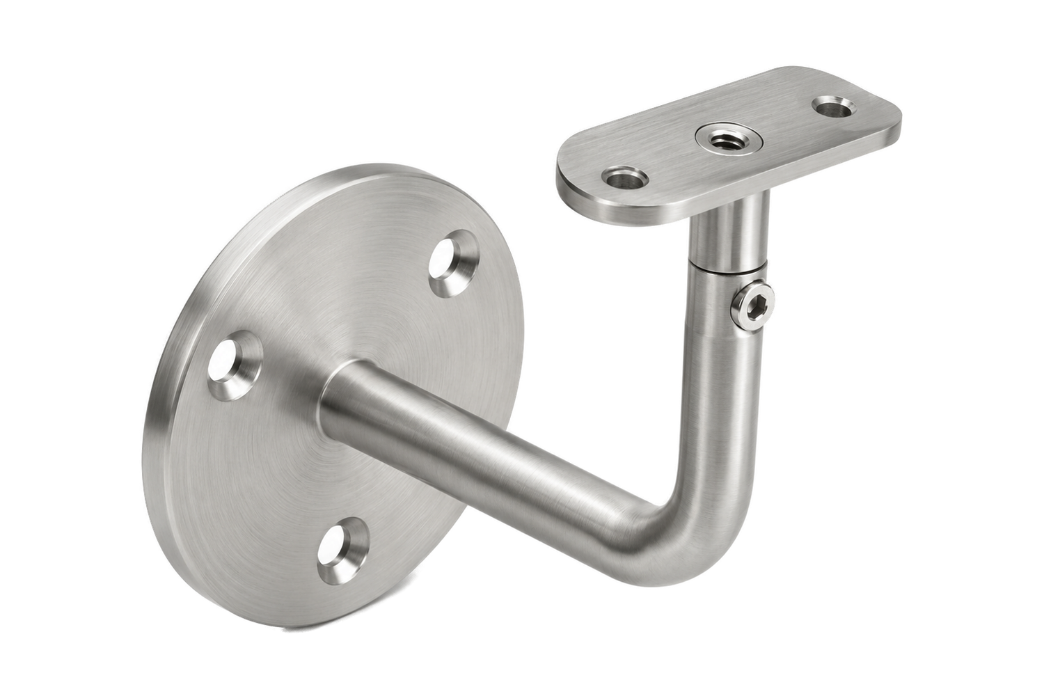 Support main courante orientable mural 3 trous — Tube ∅42,4 mm — Inox 304 brossé